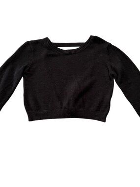 SHEIN Black Tie Open Back Cropped Knit Sweater Women's Size M